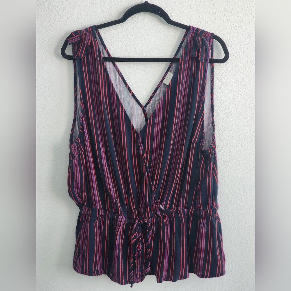 Striped, sleeves peplum top